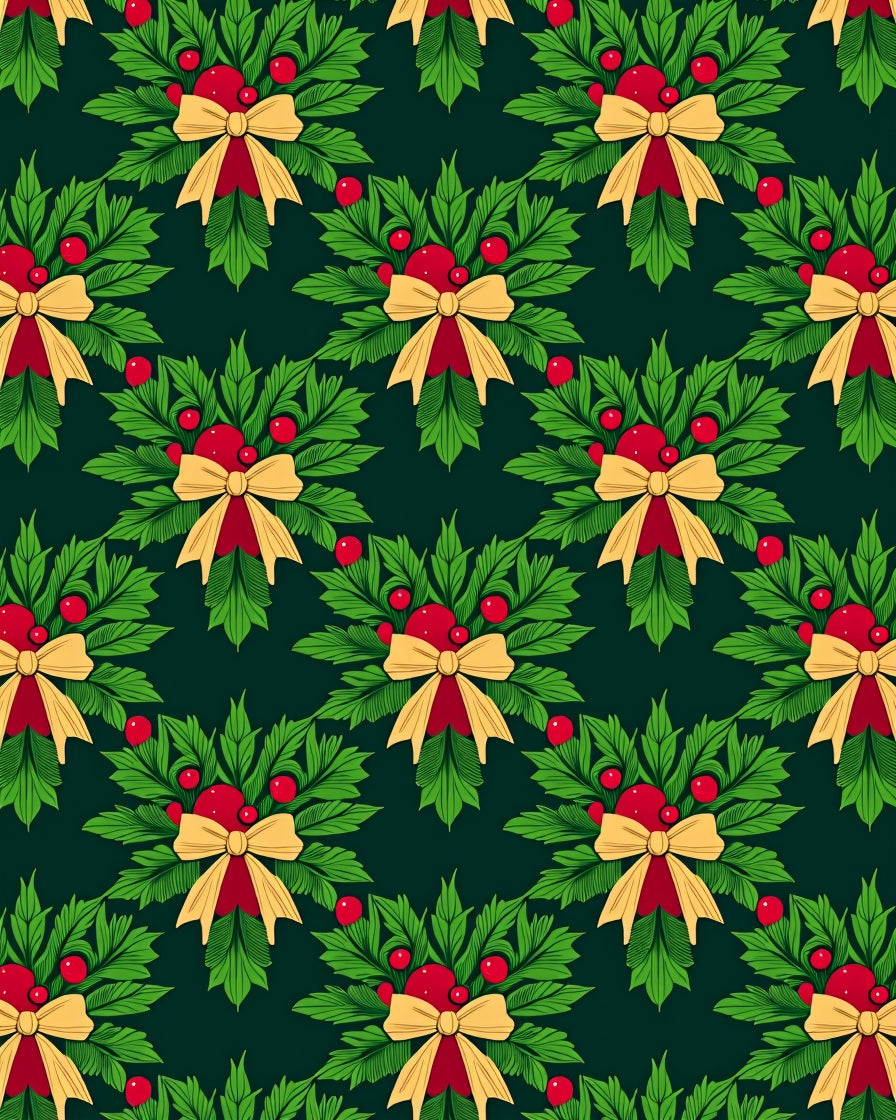 Festive Green Holly Berry Wreath Rug