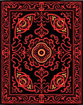 Crimson Black Ornate Floral Medallion Rug
