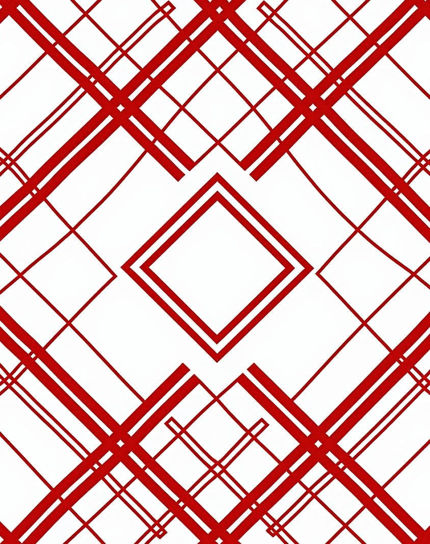Crimson Rhombus Intersecting Lines Rug