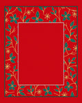 Crimson Floral Vines Border Rug