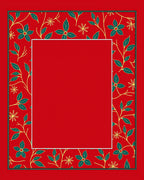 Crimson Floral Vines Border Rug