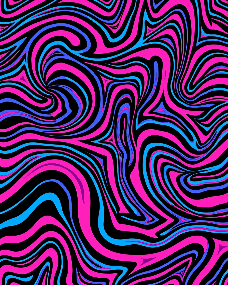 Vibrant Hot Pink Blue Swirl Rug