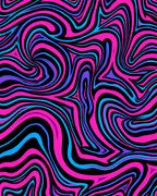 Vibrant Hot Pink Blue Swirl Rug
