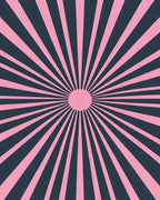 Radiant Pink Navy Sunburst Rug