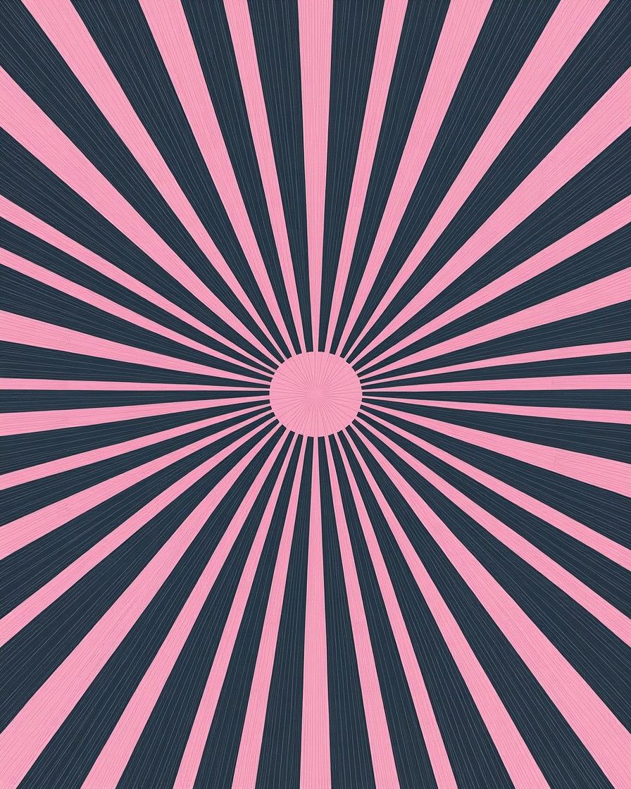 Radiant Pink Navy Sunburst Rug