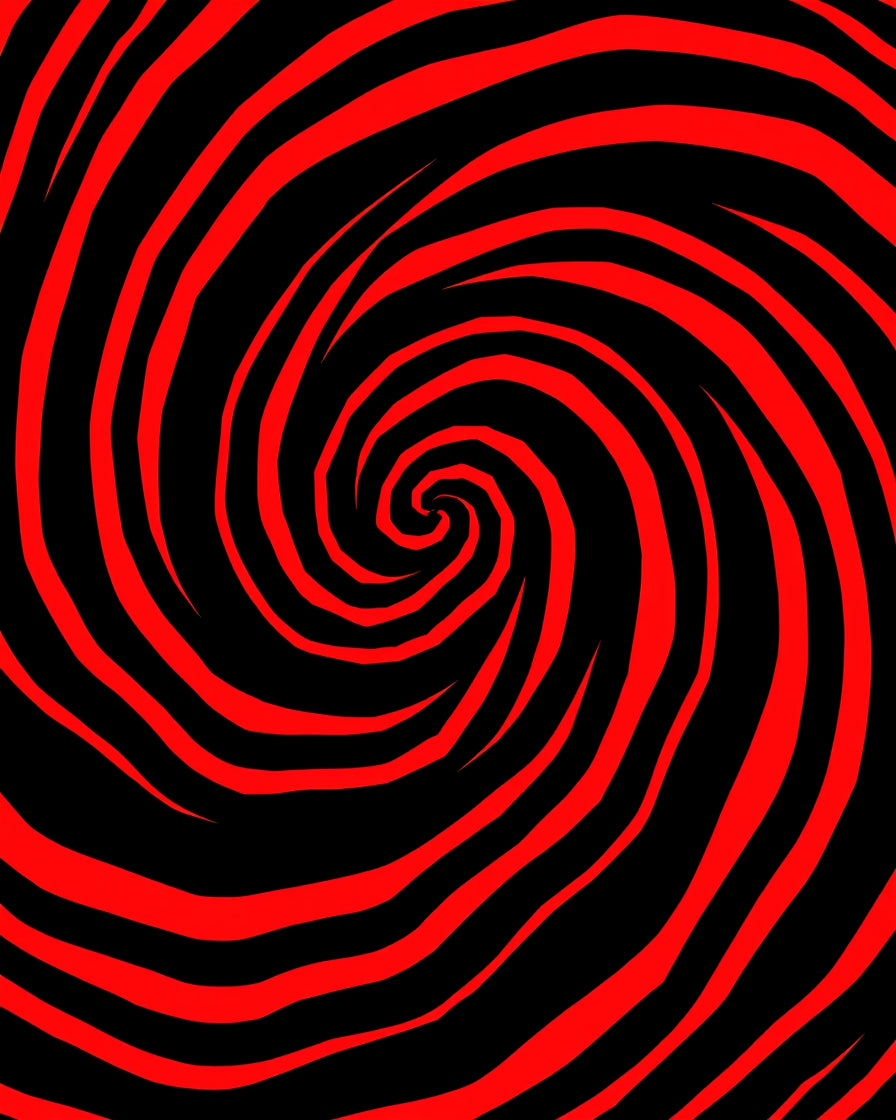 Bold Red Black Swirl Rug