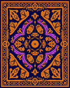 Grand Navy Orange Purple Floral Rug