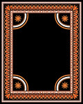 Ornate Orange and Black Medallion Frame Rug