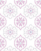 Light Pink Teal Floral Medallion Rug