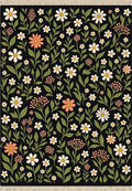 Black Floral Meadow Bloom Rug