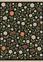 Black Floral Meadow Bloom Rug