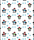 Whimsical Penguins With Snowflakes Theme Rug