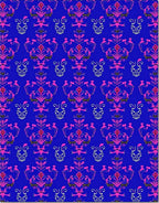 Bold Royal Blue Pink Floral Damask Rug