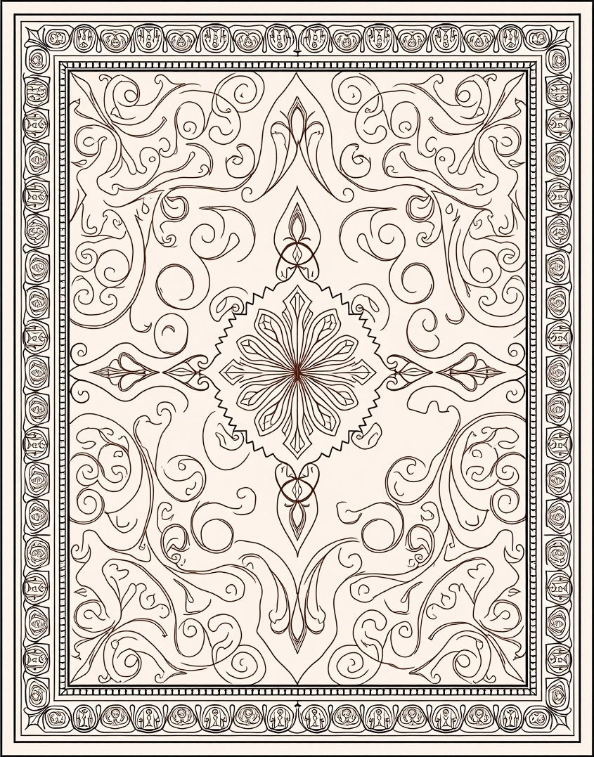 Ornate Antique Floral Scroll Rug
