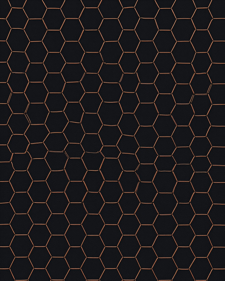 Dark Hexagon Copper Net Rug