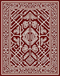 Crimson White Interlocking Geometric Fabric Rug
