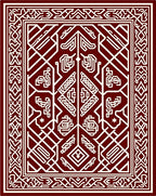 Crimson White Interlocking Geometric Fabric Rug