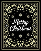 Black Golden Snowflakes Festive Border Rug