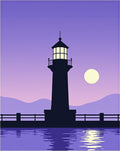 Twilight Purple Lighthouse Reflection Rug