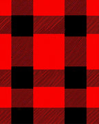 Classic Plaid Red Black Squares Rug