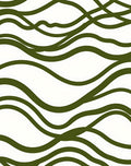 Rich Olive Abstract Wave Lines Rug