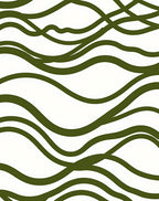 Rich Olive Abstract Wave Lines Rug