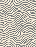 Creamy Gray Abstract Wavy Lines Rug