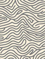 Creamy Gray Abstract Wavy Lines Rug