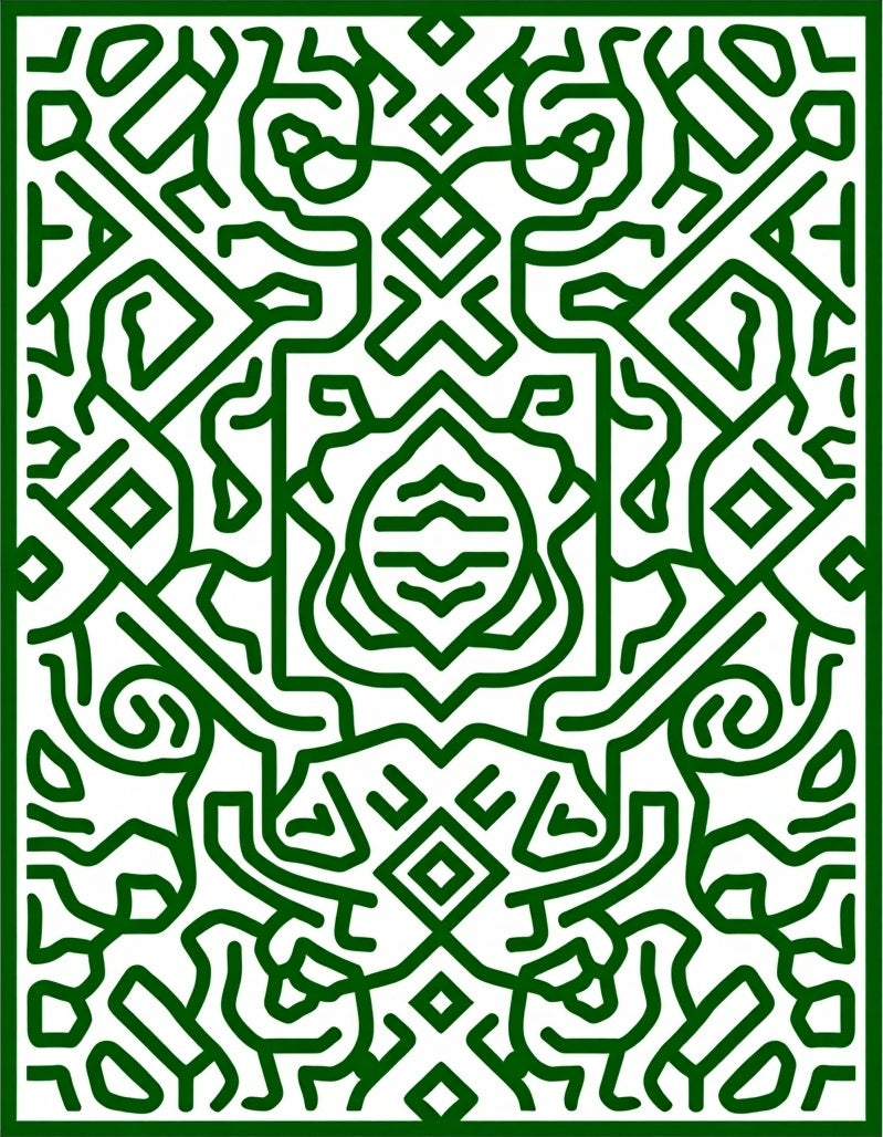 Verdant Organic Abstract Labyrinth Rug
