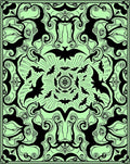 Black Bat Swarm Mandala Rug