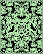 Black Bat Swarm Mandala Rug