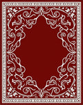 Crimson White Swirling Floral Border Rug