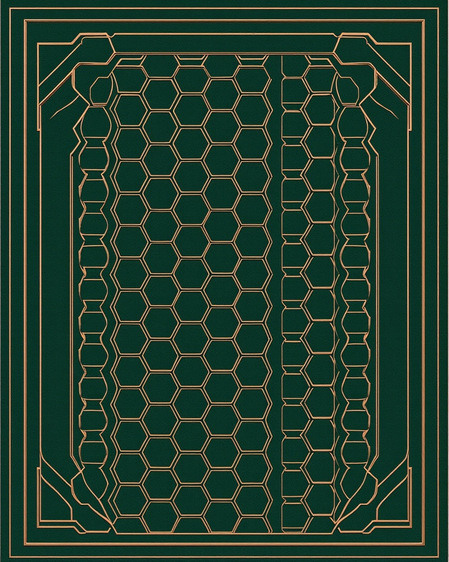 Emerald Gold Geometric Hexagon Art Deco Rug