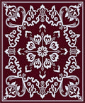 Crimson White Vintage Floral Scroll Rug