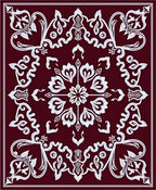 Crimson White Vintage Floral Scroll Rug