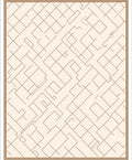 Beige Textured Geometric Labyrinth Rug