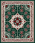 Deep Green Crimson Floral Medallion Rug