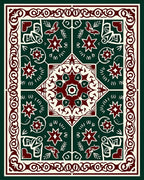 Deep Green Crimson Floral Medallion Rug