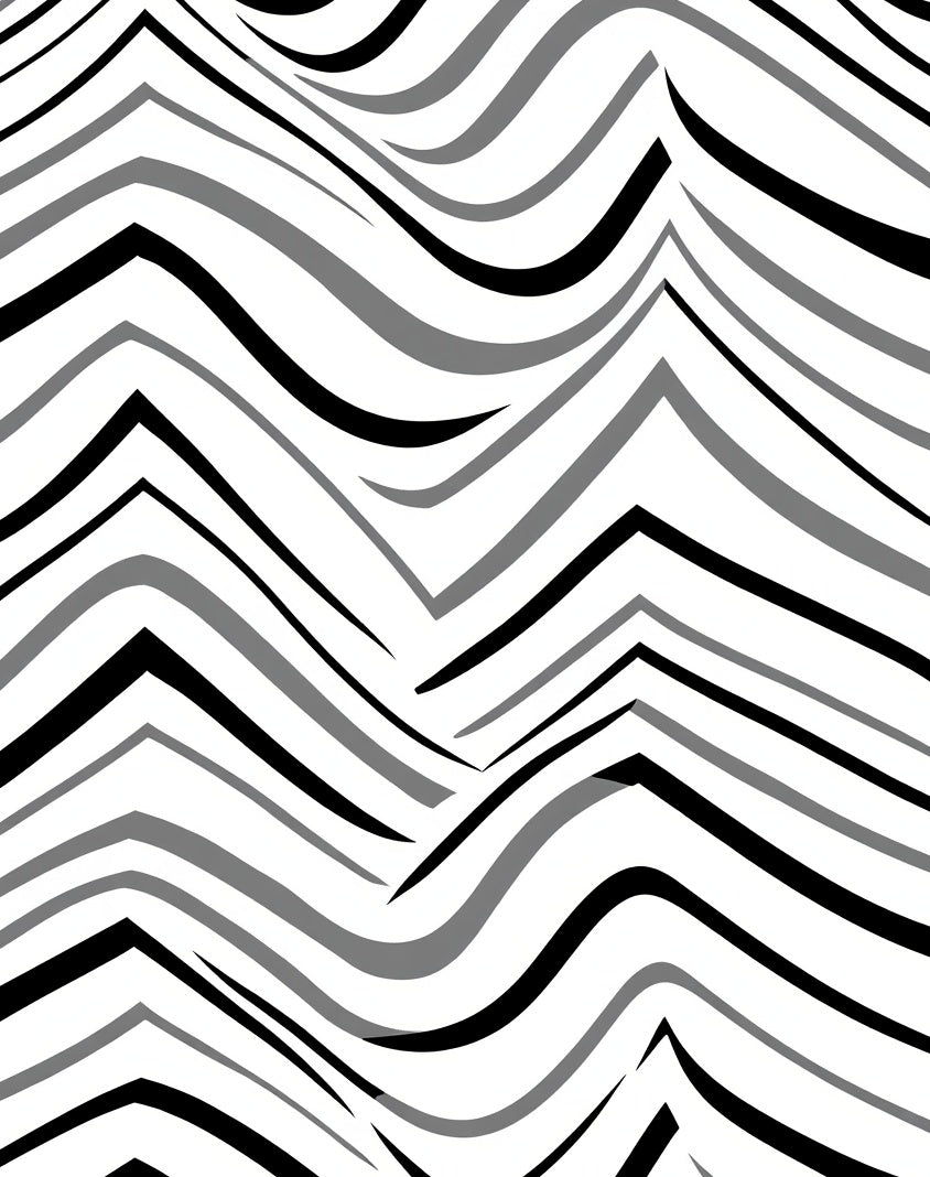 Monochrome Dynamic Wave Chevron Arrangement Rug