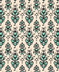 Soft Teal and Black Floral Motif Rug