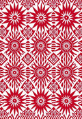 Vivid Red Sunburst Diamond Medallion Rug