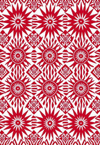 Vivid Red Sunburst Diamond Medallion Rug
