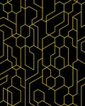 Black and Gold Geometric Network Rug
