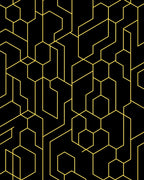 Black and Gold Geometric Network Rug