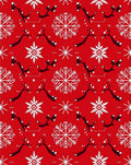 Red White Snowflake Reindeer Garland Rug