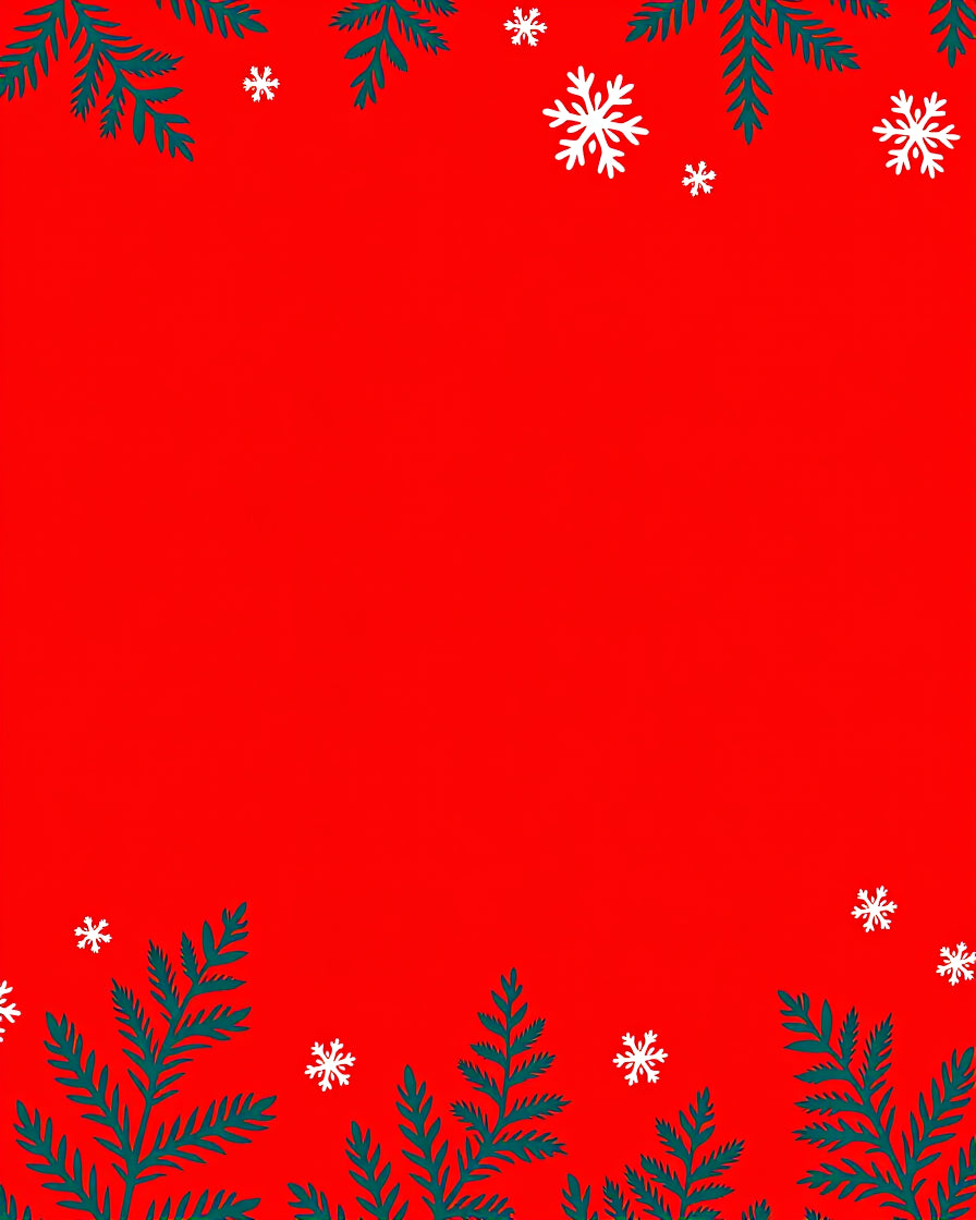 Red Christmas Evergreen Snowflake Background Rug