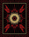 Bold Red Gold Sunburst Rays Rug