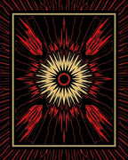 Bold Red Gold Sunburst Rays Rug