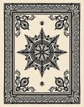 Black And Cream Floral Medallion Border Rug
