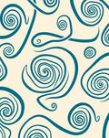 Teal Swirls on Cream Background Rug